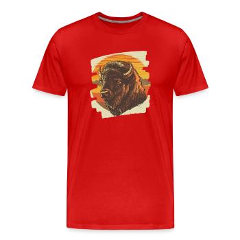 Bison - T-shirt bio Premium Homme - rouge - Devant - Damien (186cm)