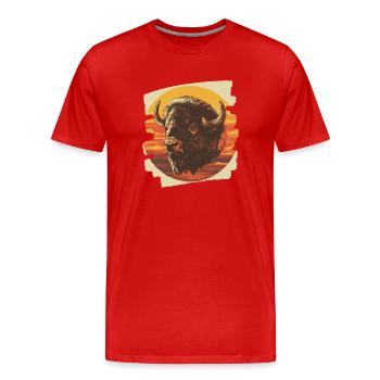 Bison - Männer Premium Bio T-Shirt - Rot - Vorne - Damien (186cm)