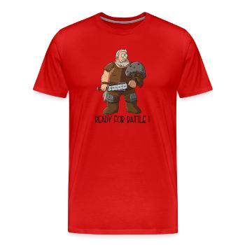 Lustiger Cartoon Krieger – Ready For Battle - Männer Premium Bio T-Shirt - Rot - Vorne - Damien (186cm)