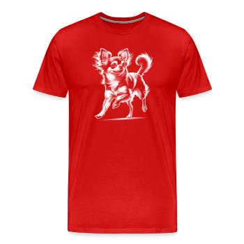 Cute playful long-haired Chihuahua as a portrait - Men's Premium Organic T-Shirt - red - Front - Damien (186cm)