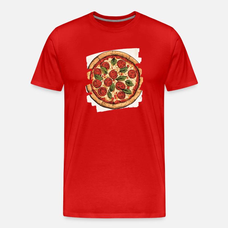 Pizza Retro - Männer Premium Bio T-Shirt - Rot