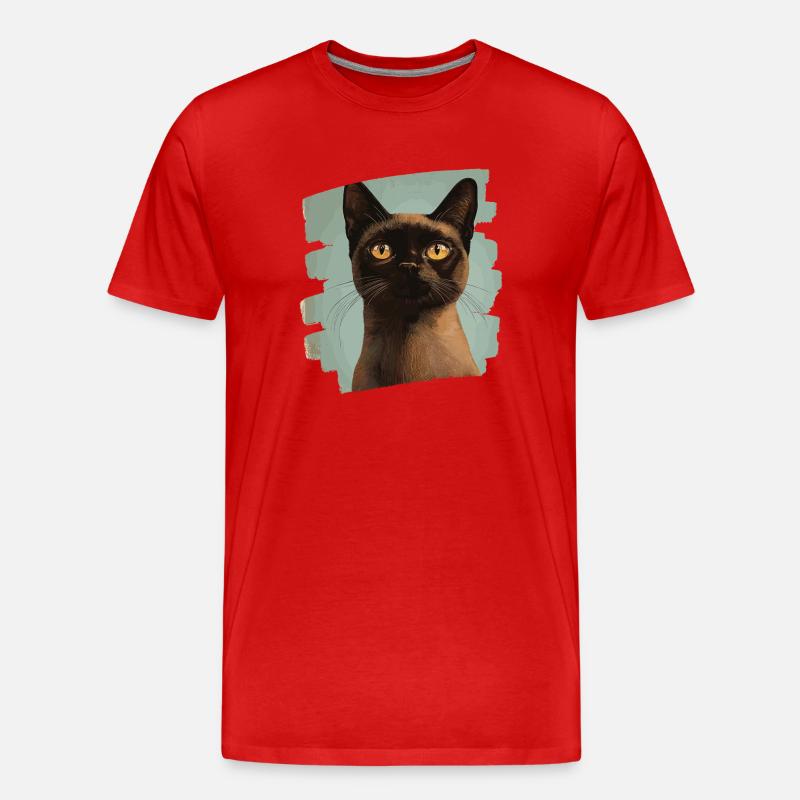Burmese Burma Katze Retro - Männer Premium Bio T-Shirt - Rot