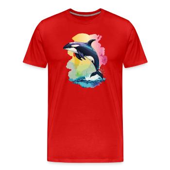 Faszination Orca: Die majestätischen Jäger - Männer Premium Bio T-Shirt - Rot - Vorne - Damien (186cm)