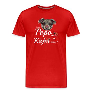 Lustiger Hund - Männer Premium Bio T-Shirt - Rot - Vorne - Damien (186cm)