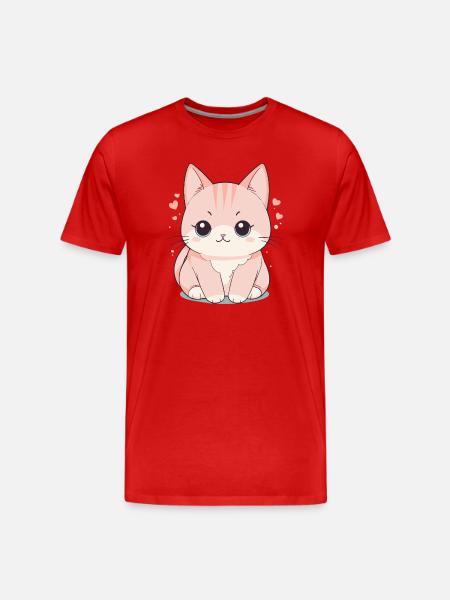 Cute Cartoon Kitten Illustration - Men's Premium Organic T-Shirt - red