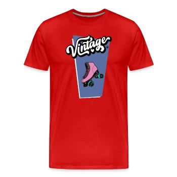 Vintage Rollschuh - Männer Premium Bio T-Shirt - Rot - Vorne - Damien (186cm)