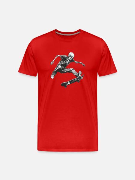 Skater Skeleton Design - Men's Premium Organic T-Shirt - red