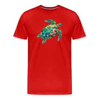 bunte Wasserschildkröte –Farbenfrohes Meeresdesign - Männer Premium Bio T-Shirt - Rot - Vorne - Damien (186cm)