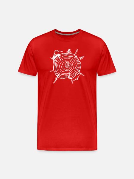 Nature-Inspired Tree Ring Bicycle Scene - Men's Premium Organic T-Shirt - red