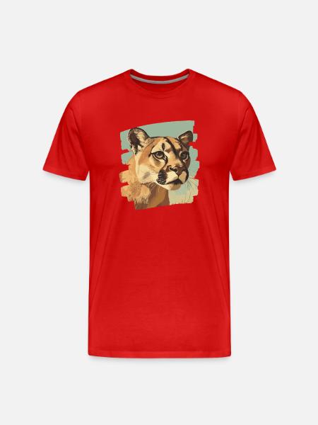 Lion from mountain Retro - Men's Premium Organic T-Shirt - red