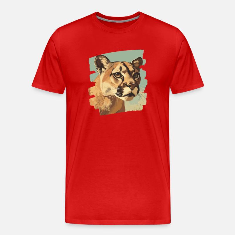 Lion from mountain Retro - Männer Premium Bio T-Shirt - Rot