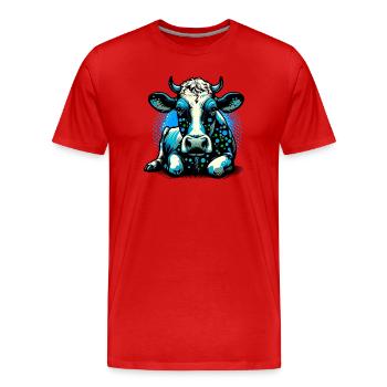 Cow - Men's Premium Organic T-Shirt - red - Front - Damien (186cm)