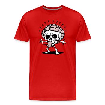 Skull Brain - Men's Premium Organic T-Shirt - red - Front - Damien (186cm)