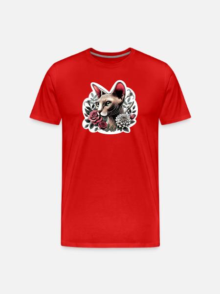 Rose Sphynx Chat - T-shirt bio Premium Homme - rouge