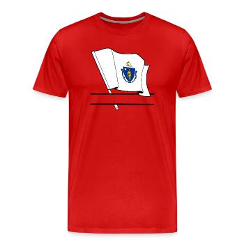 Flagge Massachusetts Textbanner - Männer Premium Bio T-Shirt - Rot - Vorne - Damien (186cm)