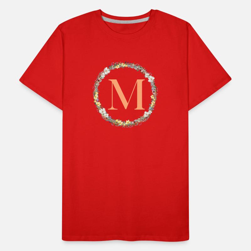 M Monogram, Flower Wreath, Personalizable Men's Premium Organic T-Shirt