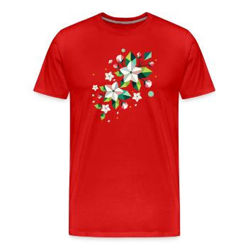 Branche de pommier de fleur de printemps géométrique - T-shirt bio Premium Homme - rouge - Devant - Damien (186cm)
