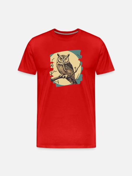 Owl Retro - Men's Premium Organic T-Shirt - red