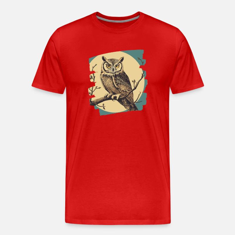 Eule Retro - Männer Premium Bio T-Shirt - Rot