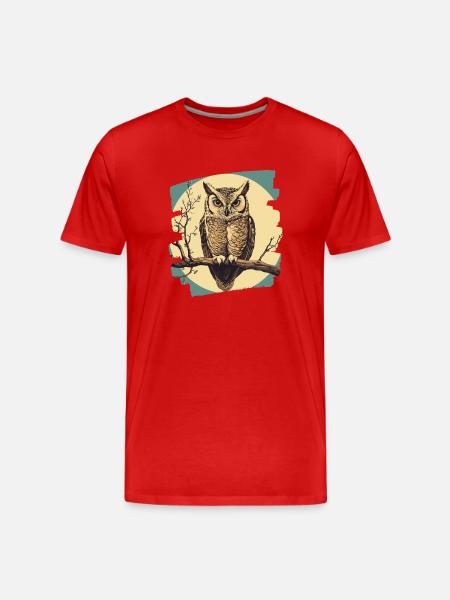 Eule - Männer Premium Bio T-Shirt - Rot