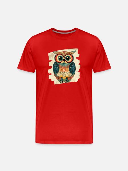 Eule - Männer Premium Bio T-Shirt - Rot
