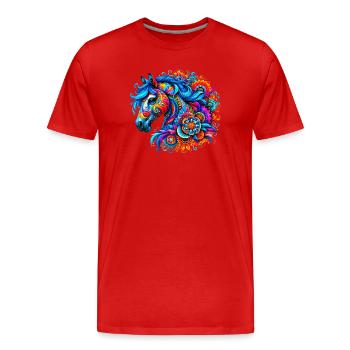 Horse - Men's Premium Organic T-Shirt - red - Front - Damien (186cm)