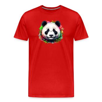 Panda - Männer Premium Bio T-Shirt - Rot - Vorne - Damien (186cm)