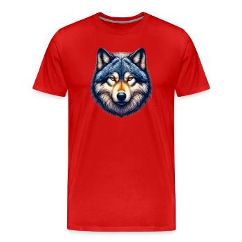 Wolf - Männer Premium Bio T-Shirt - Rot - Vorne - Damien (186cm)