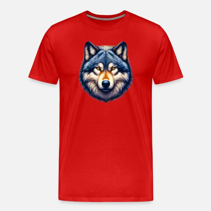 Wolf - Männer Premium Bio T-Shirt - Rot
