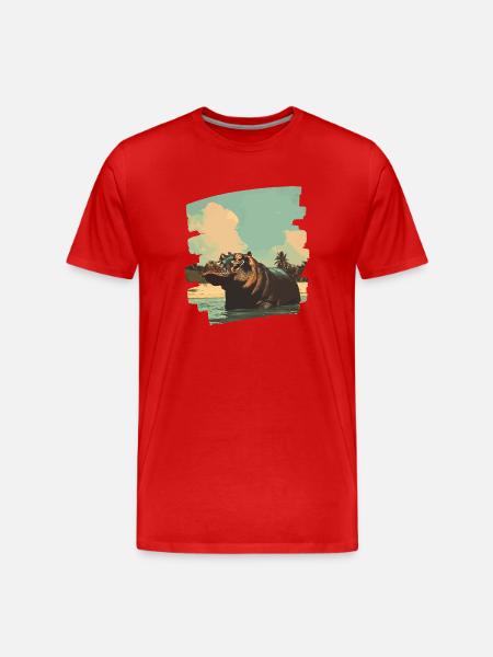 Hippopotamus Retro - Men's Premium Organic T-Shirt - red