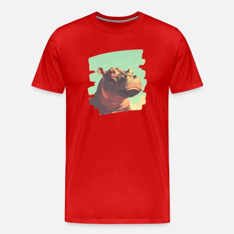Nilpferd Retro - Männer Premium Bio T-Shirt - Rot