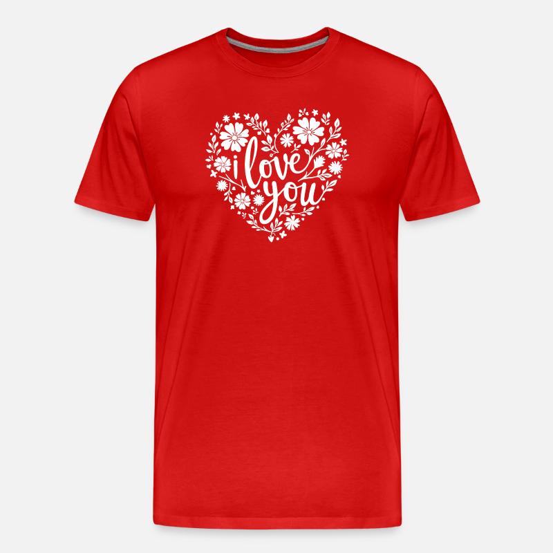 Ich liebe dich, Weiß - Männer Premium Bio T-Shirt - Rot