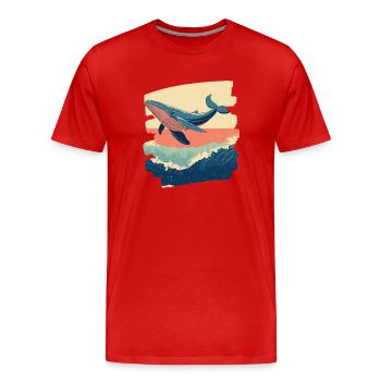Whale Retro - Men's Premium Organic T-Shirt - red - Front - Damien (186cm)