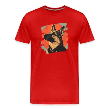 German Shepherd Retro - Men's Premium Organic T-Shirt - red - Front - Damien (186cm)