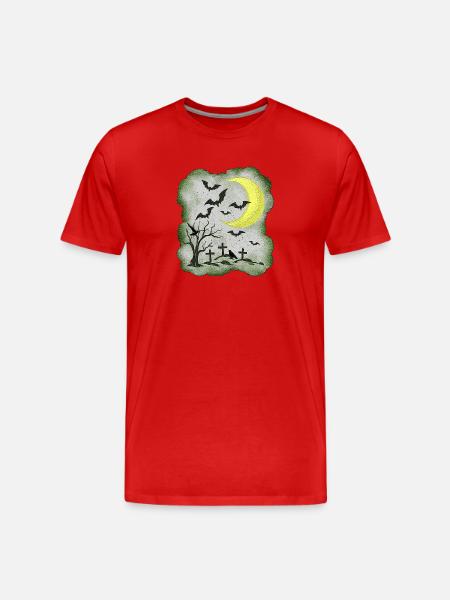 NachtMotiv gräber und Fledermäuse - Männer Premium Bio T-Shirt - Rot