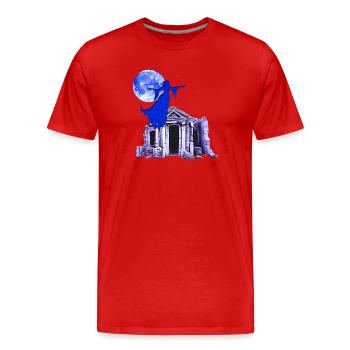 Geister silhouette über Gruft Ruine - Männer Premium Bio T-Shirt - Rot - Vorne - Damien (186cm)