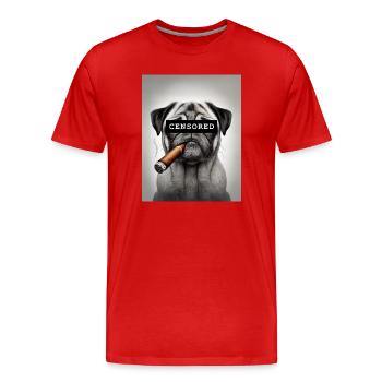 Zensierter Mops mit Zigarre - Männer Premium Bio T-Shirt - Rot - Vorne - Damien (186cm)