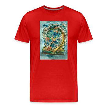 Magical novel - Men's Premium Organic T-Shirt - red - Front - Damien (186cm)