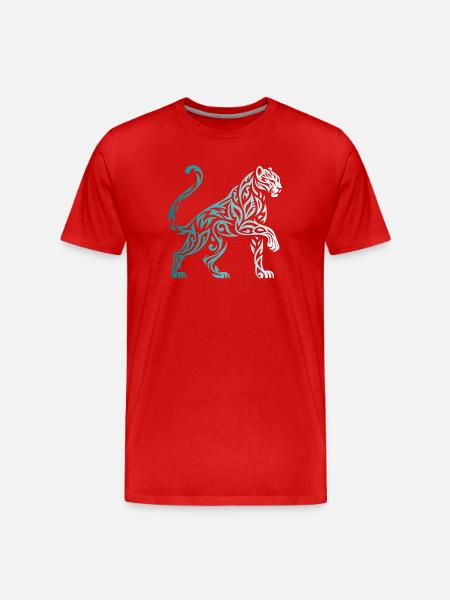 Tribal Panther Gradient Blue White - Men's Premium Organic T-Shirt - red