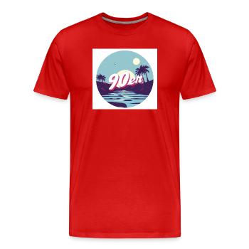 Été des années 90 - T-shirt bio Premium Homme - rouge - Devant - Damien (186cm)