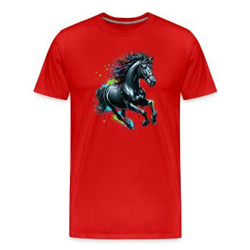 Pferd - Männer Premium Bio T-Shirt - Rot - Vorne - Damien (186cm)
