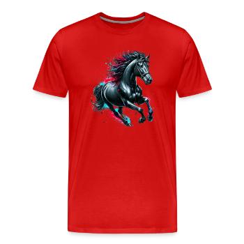 Pferd - Männer Premium Bio T-Shirt - Rot - Vorne - Damien (186cm)