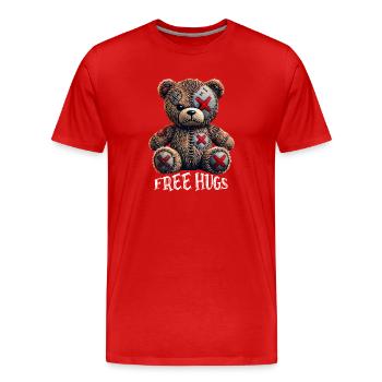 Câlins gratuits Teddy Bear - T-shirt bio Premium Homme - rouge - Devant - Damien (186cm)
