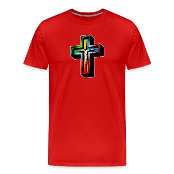 Jesus am Kreuz - Männer Premium Bio T-Shirt - Rot - Vorne - Damien (186cm)