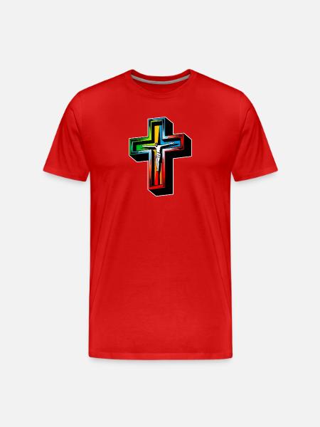 Jesus on the cross - Men's Premium Organic T-Shirt - red