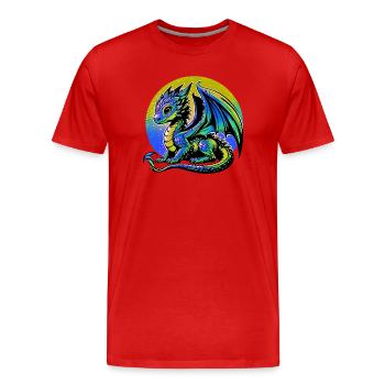 Drache - Männer Premium Bio T-Shirt - Rot - Vorne - Damien (186cm)