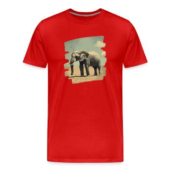 Éléphant - T-shirt bio Premium Homme - rouge - Devant - Damien (186cm)