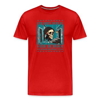 Straßen Skull - Männer Premium Bio T-Shirt - Rot - Vorne - Damien (186cm)