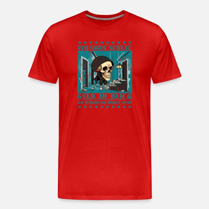 Straßen Skull - Männer Premium Bio T-Shirt - Rot