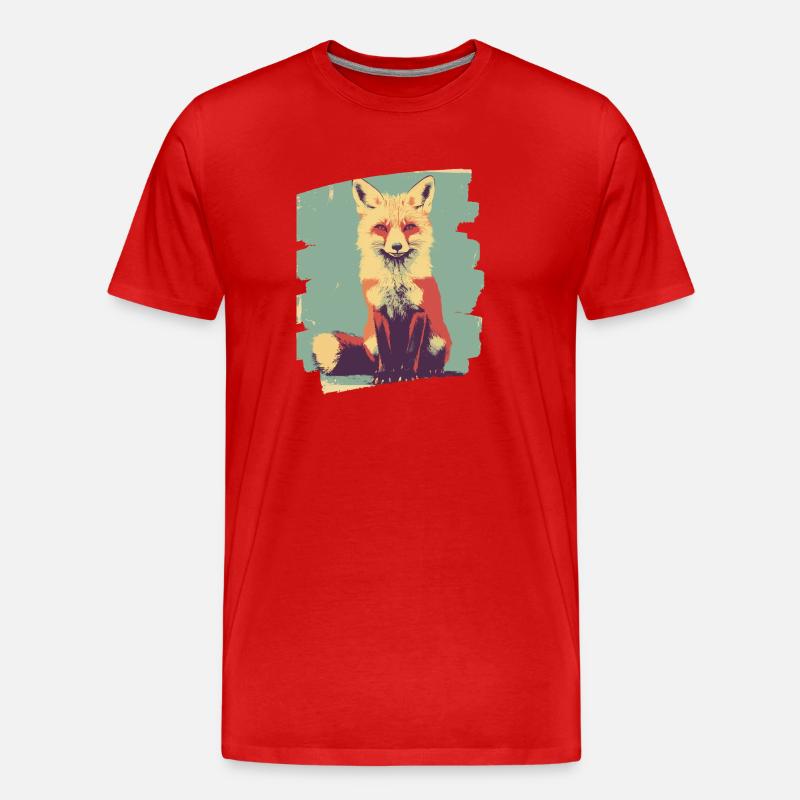 Fuchs Retro - Männer Premium Bio T-Shirt - Rot